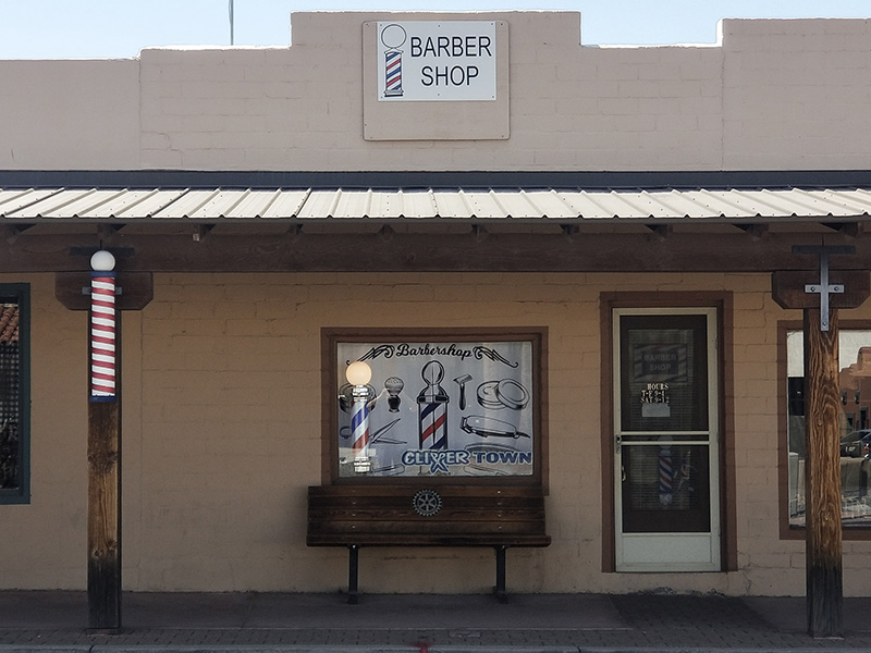 Exterior shot of barbershop